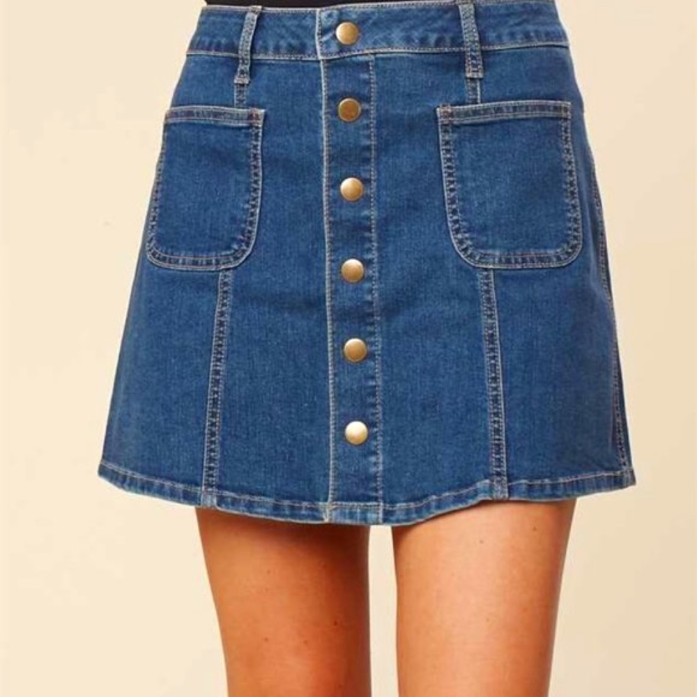 Altar’d State Jean Button Up Skirt